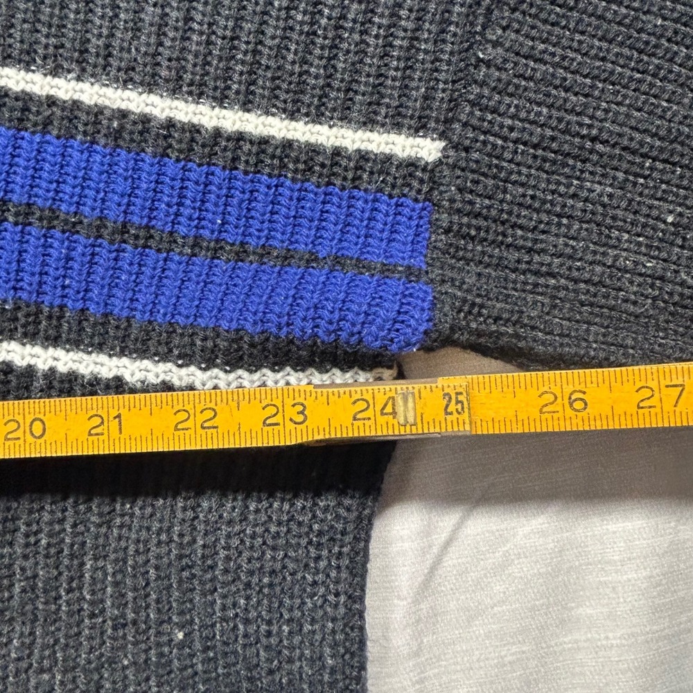 Luciano Pannini Vintage Mens 2X Crewneck Sweater Black Blue Stripe Made in USA - Picture 4 of 8
